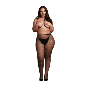 Panty with Small Fishnet Structure - Queen Size - Black