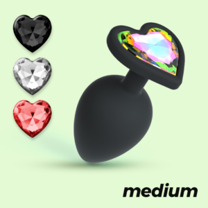 Cuore - Anal Plug with Four Interchangeable Jewels - Medium - Black
