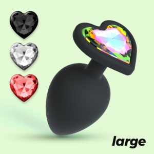 Cuore - Anal Plug with Four Interchangeable Jewels - Large - Black