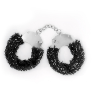 Spangle - Metal Handcuffs with Plush - Black