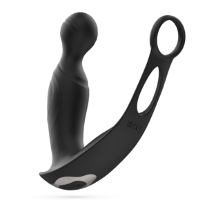 Flamma - Vibrating Prostate Massager with Ball Strap and Cockring - Black