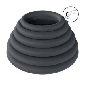 Classic Silicone Cockring Set of 6 - Black