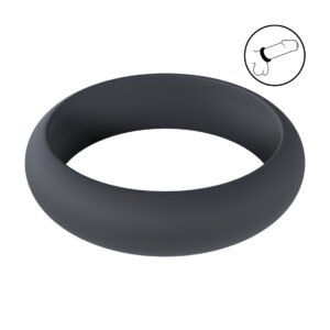 Wide O Silicone Cockring - L - 42mm - Black