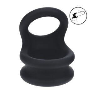 Wide Double O Silicone Cockring - L - Black