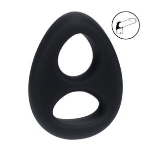 Double Liquid Silicone Cock and Ball Ring - Black