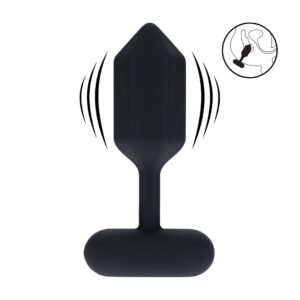 Hexagonal Vibrating Silicone Anal Plug - M - Black