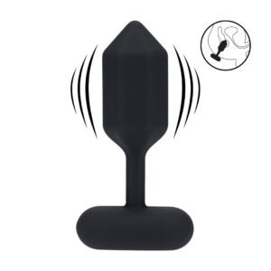 Hexagonal Vibrating Silicone Anal Plug - L - Black