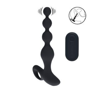 Remote Control Beaded Vibrating Silicone Anal Plug - Black