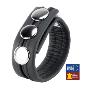 Adjustable Leather Cockring - Black