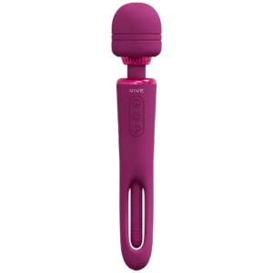 Kiku - Double Ended Wand with Innovative G-Spot Flapping Stimulator - Pink