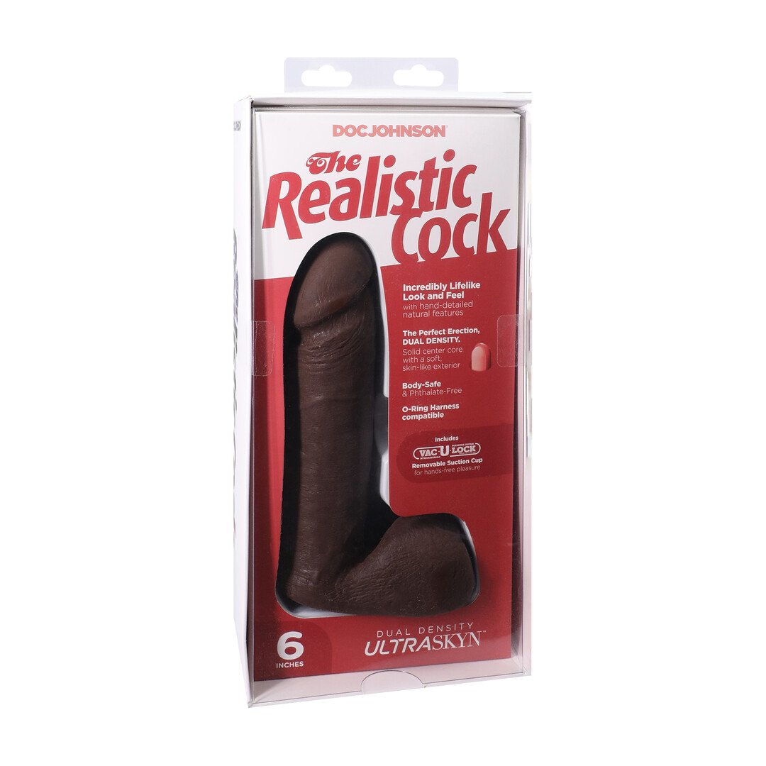 Realistic Cock with Balls - Removable Vac-U-Lock Suction Cup - ULTRASKYN - 6 / 16,5 cm - Chocolate 2