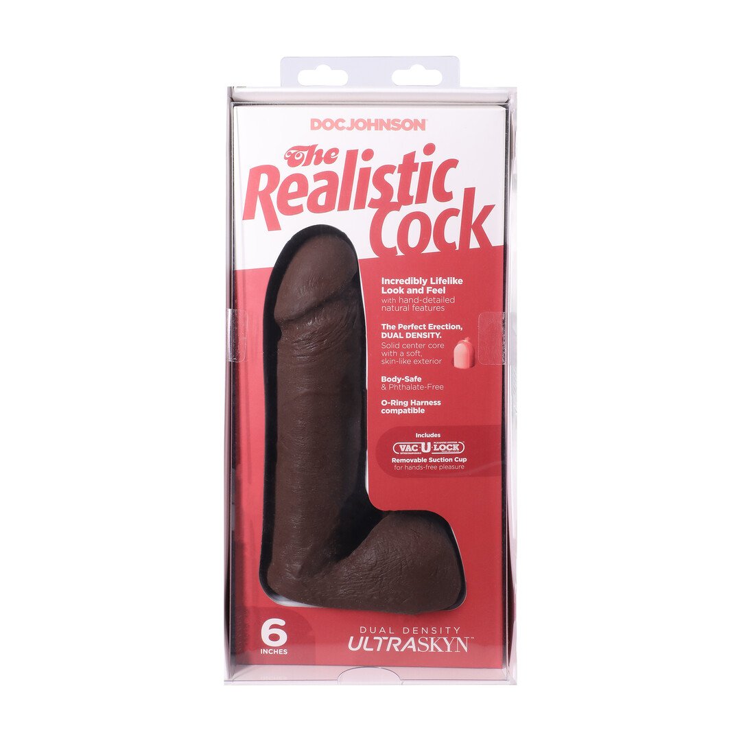 Realistic Cock with Balls - Removable Vac-U-Lock Suction Cup - ULTRASKYN - 6 / 16,5 cm - Chocolate 3
