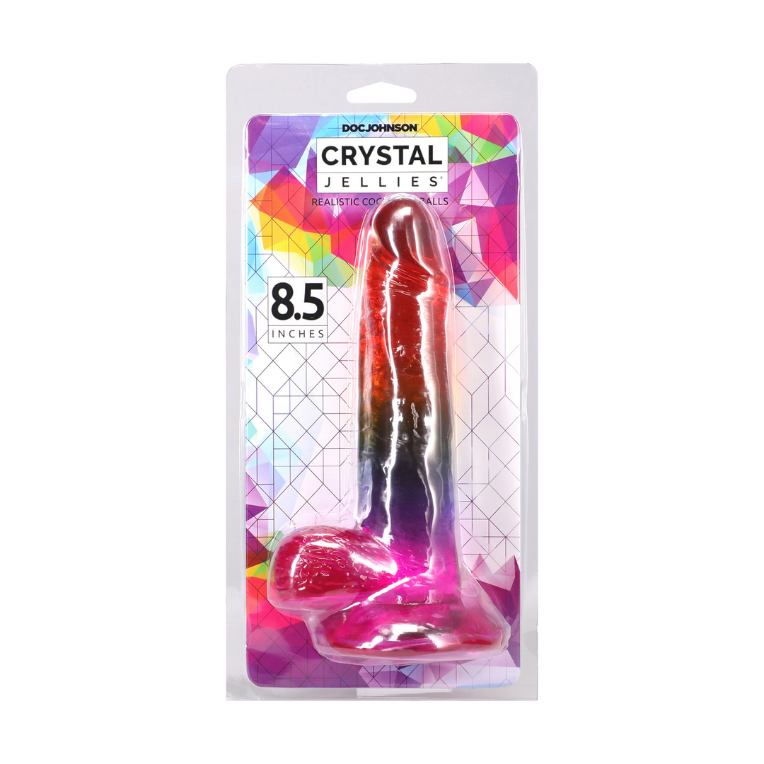 Realistic Cock with Balls - 8.5 / 21,6 cm - Rainbow 2