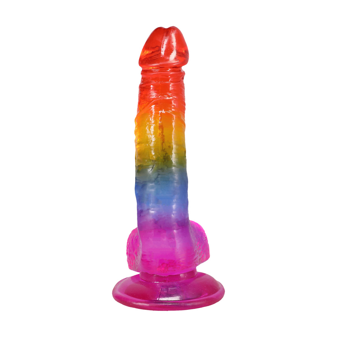 Realistic Cock with Balls - 8.5 / 21,6 cm - Rainbow 6