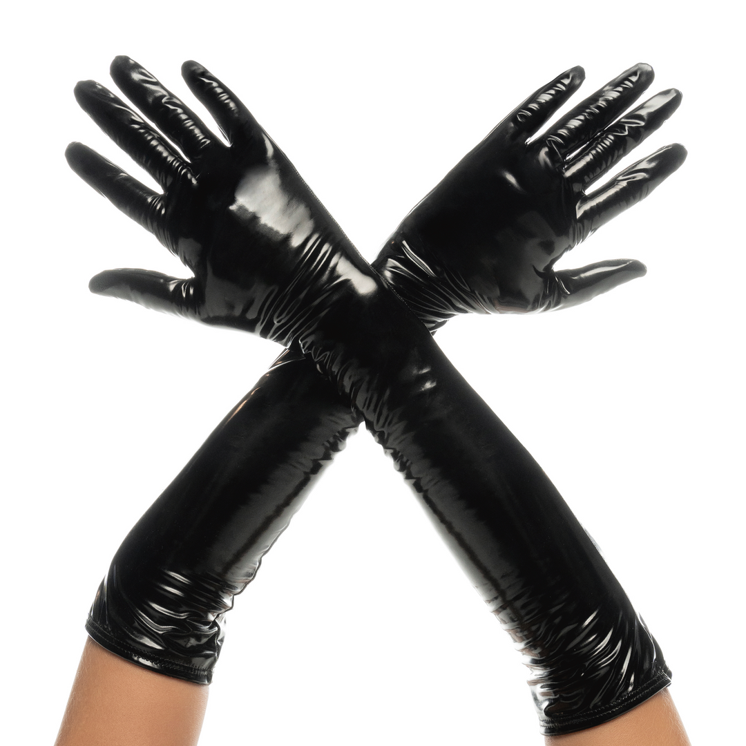 Cruella - High Gloss Gloves - S/M - Gloss Black 2
