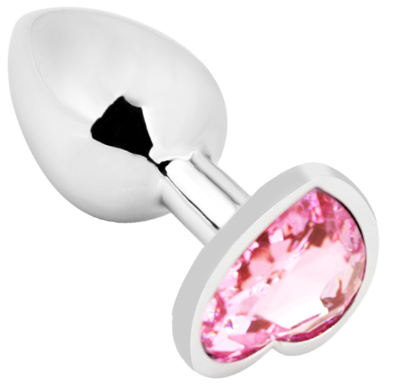 Heart shape Anal Plug medium silver - pink 2