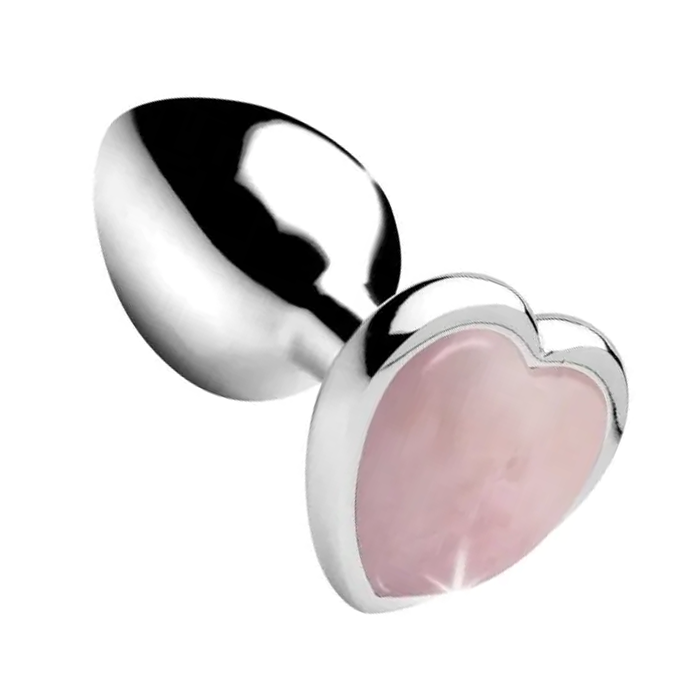 Gem Stone Rose Quartz Metal Butt Plug Large 1