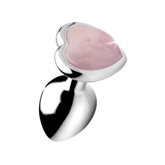 Gem Stone Rose Quartz Metal Butt Plug Large 3