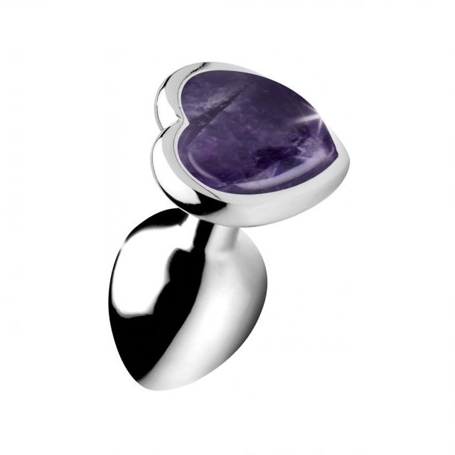 Gem Stone Amethyst Metal Butt Plug Large 3