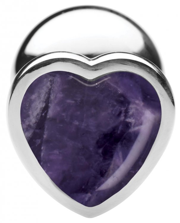 Gem Stone Amethyst Metal Butt Plug Large 4