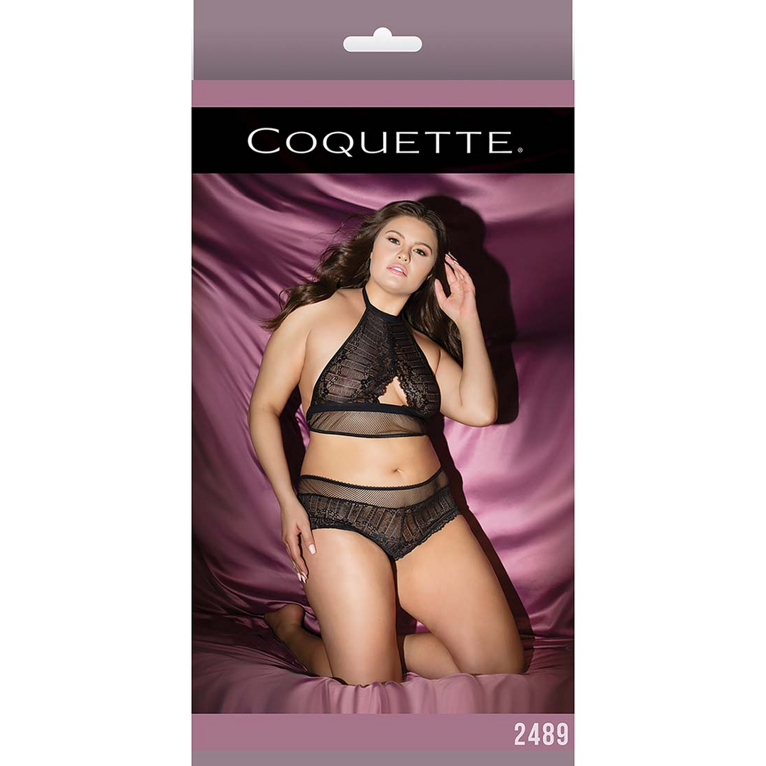 Fishnet Halter Top and Booty Shorts - Plus Size 2