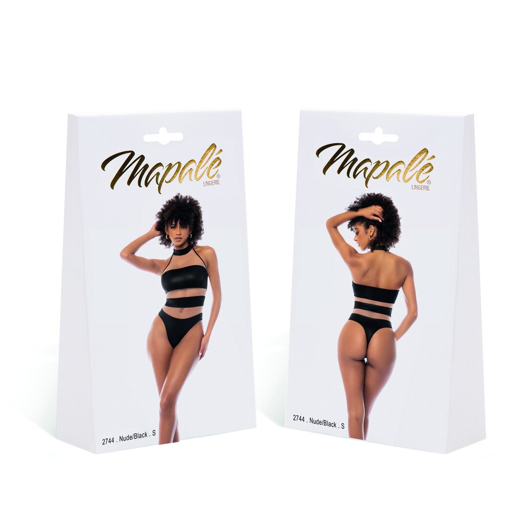 Halter Bodysuit - S - Nude/Black 2