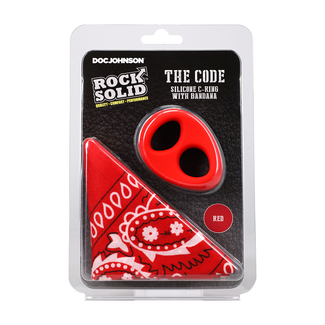 The Code - Silicone Cockring with Bandana - Red 2