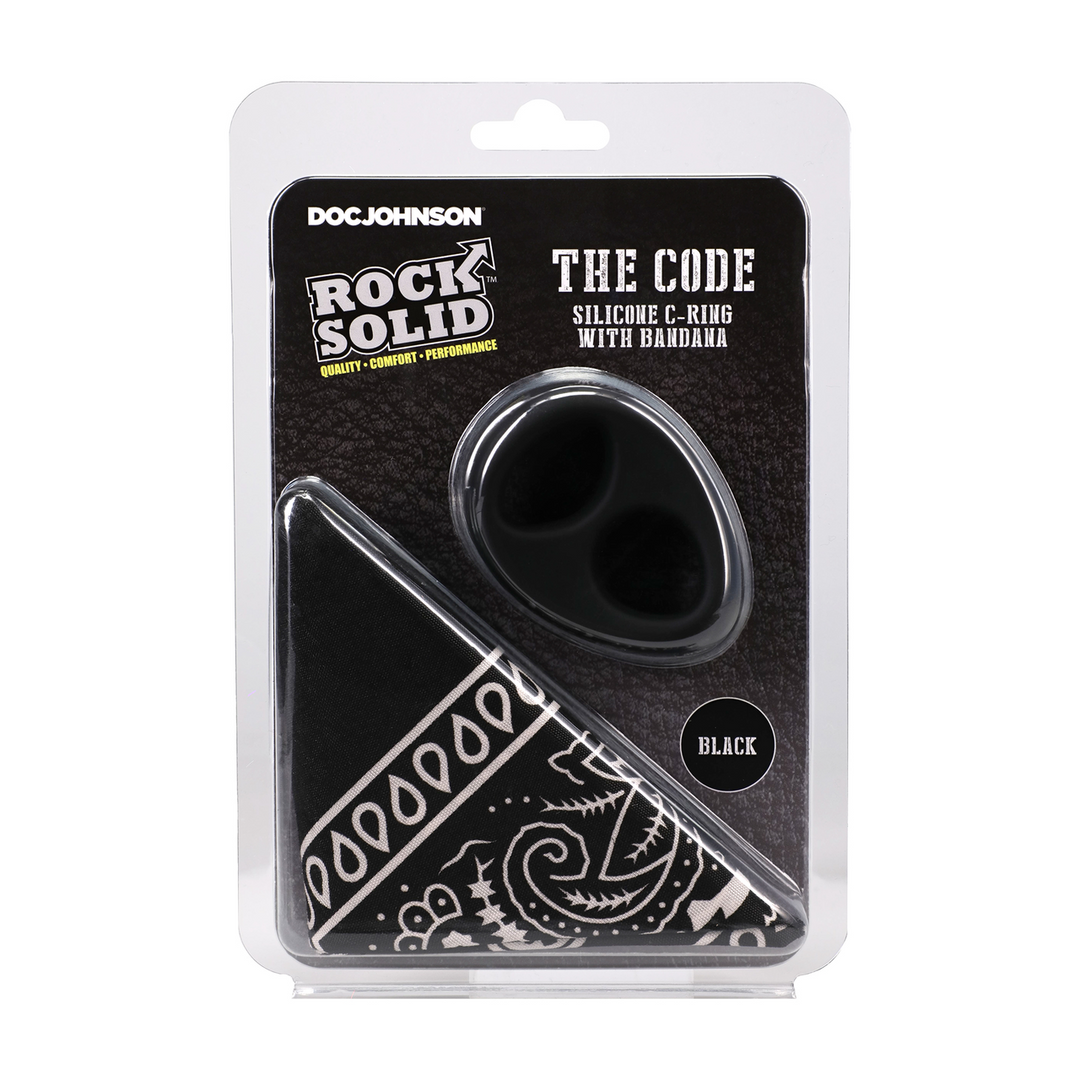 The Code - Silicone Cockring with Bandana - Black 2