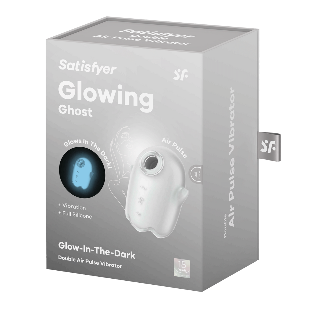 Glowing Ghost - Glow in the Dark - Double Air Pulse Vibrator - White 2