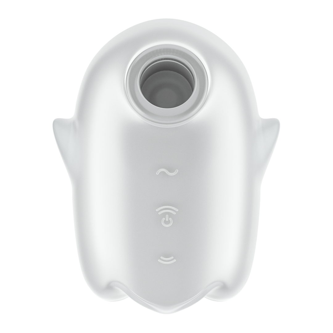 Glowing Ghost - Glow in the Dark - Double Air Pulse Vibrator - White 1
