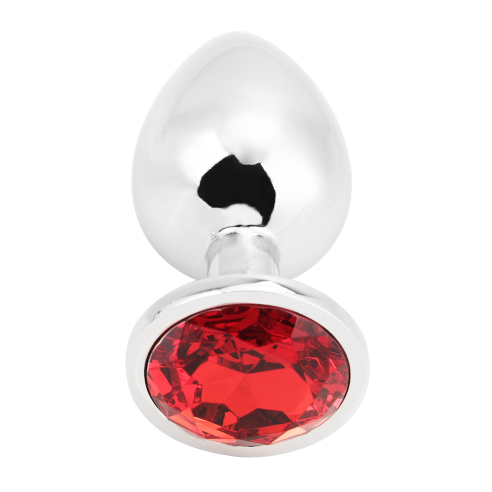 Rosebud Anal Plug large silver - red 3