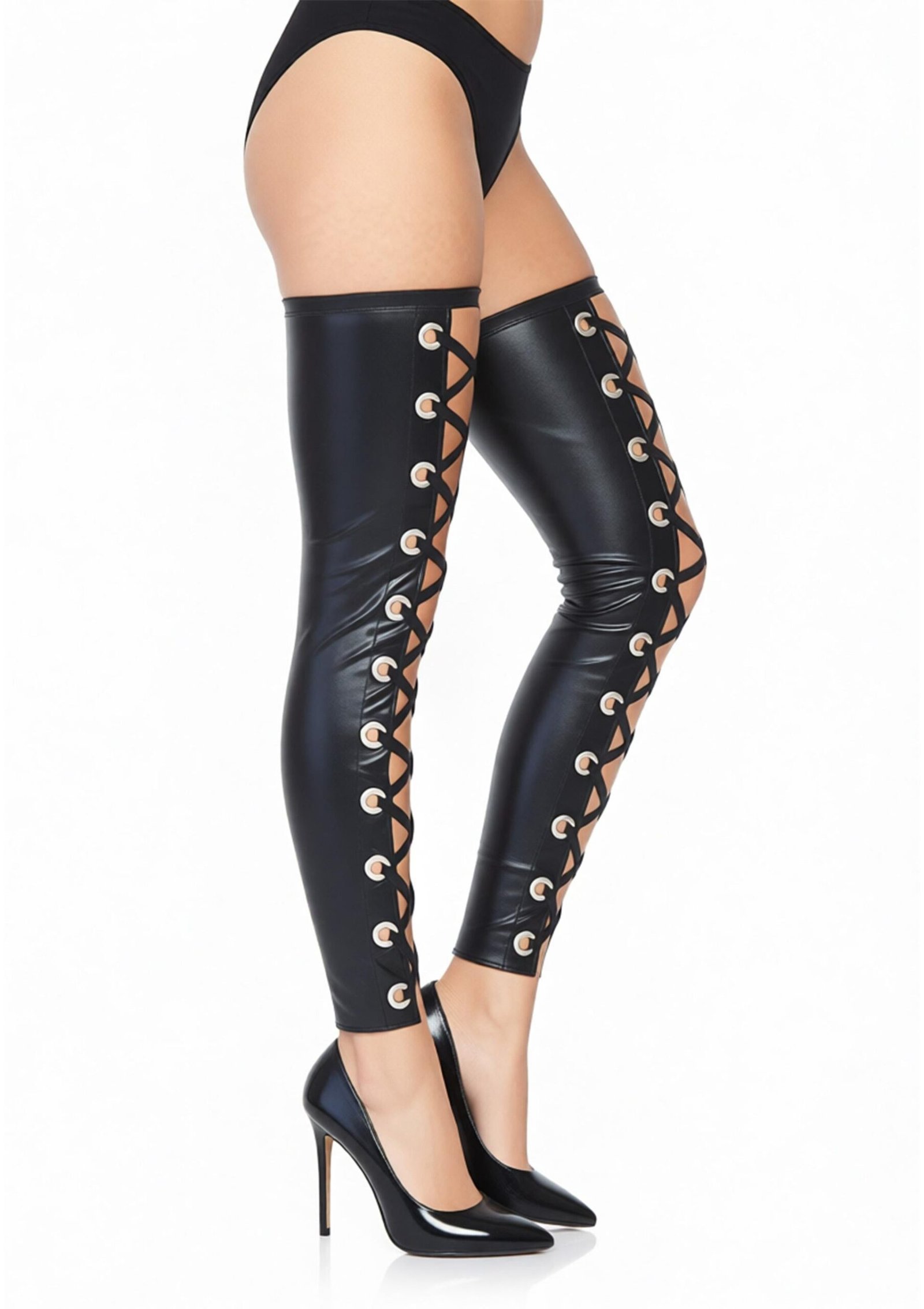 Wetlook Footless Lace Up Thigh 3