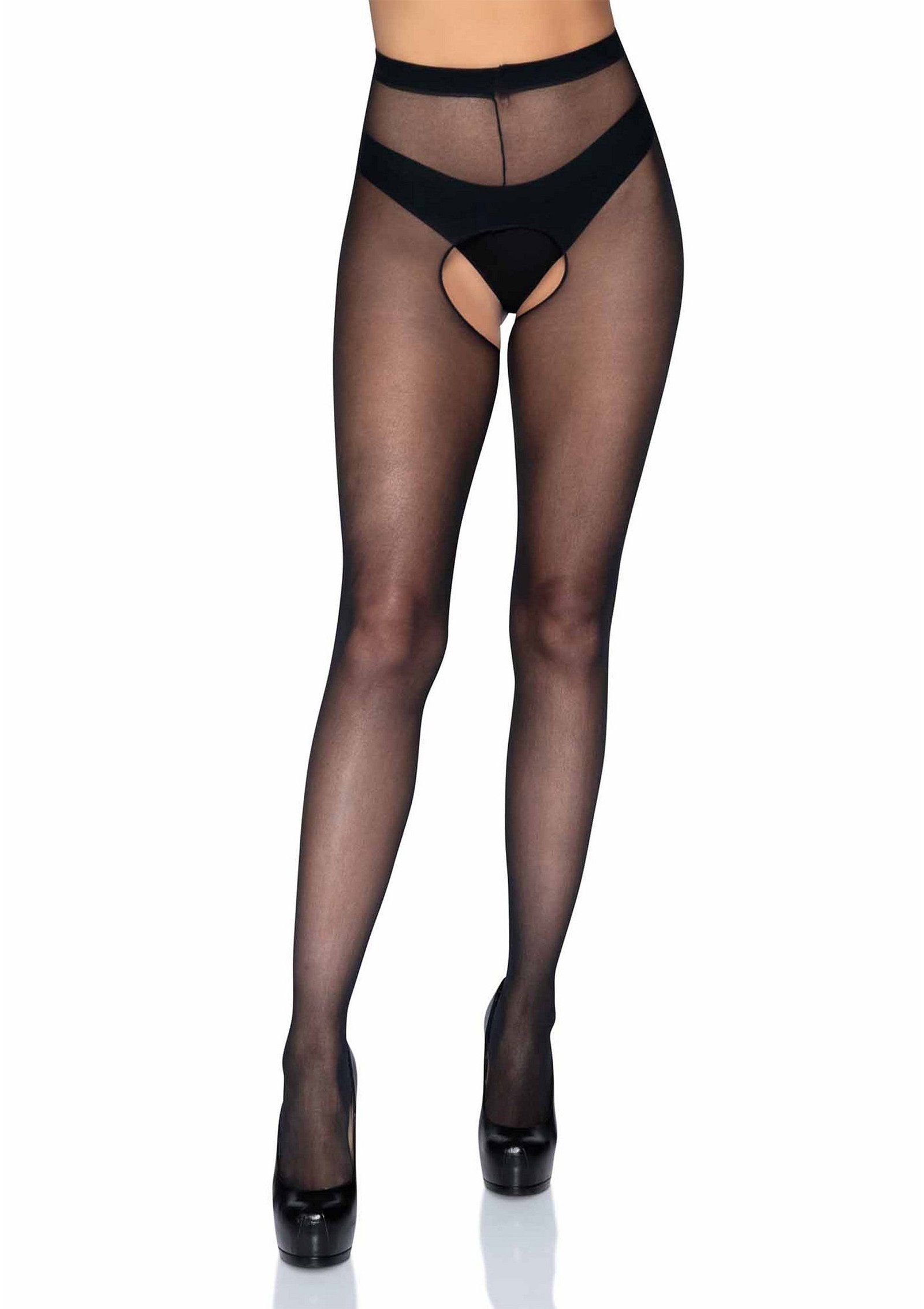 Plus Sheer Crotchless Pantyhose 1