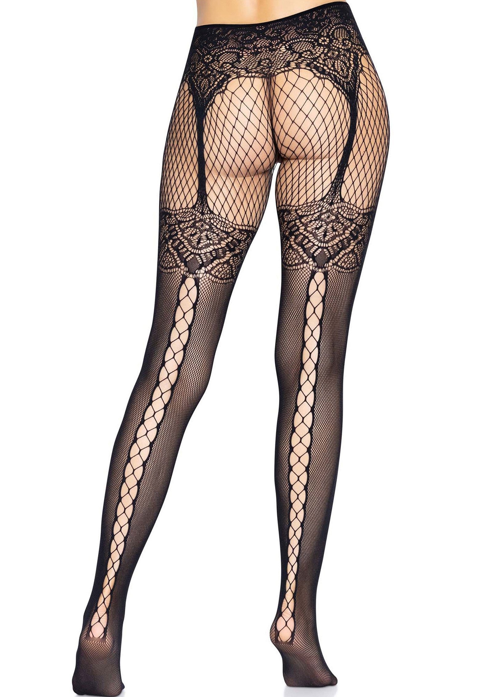 Fishnet Tights with Lace Up Backseam 3