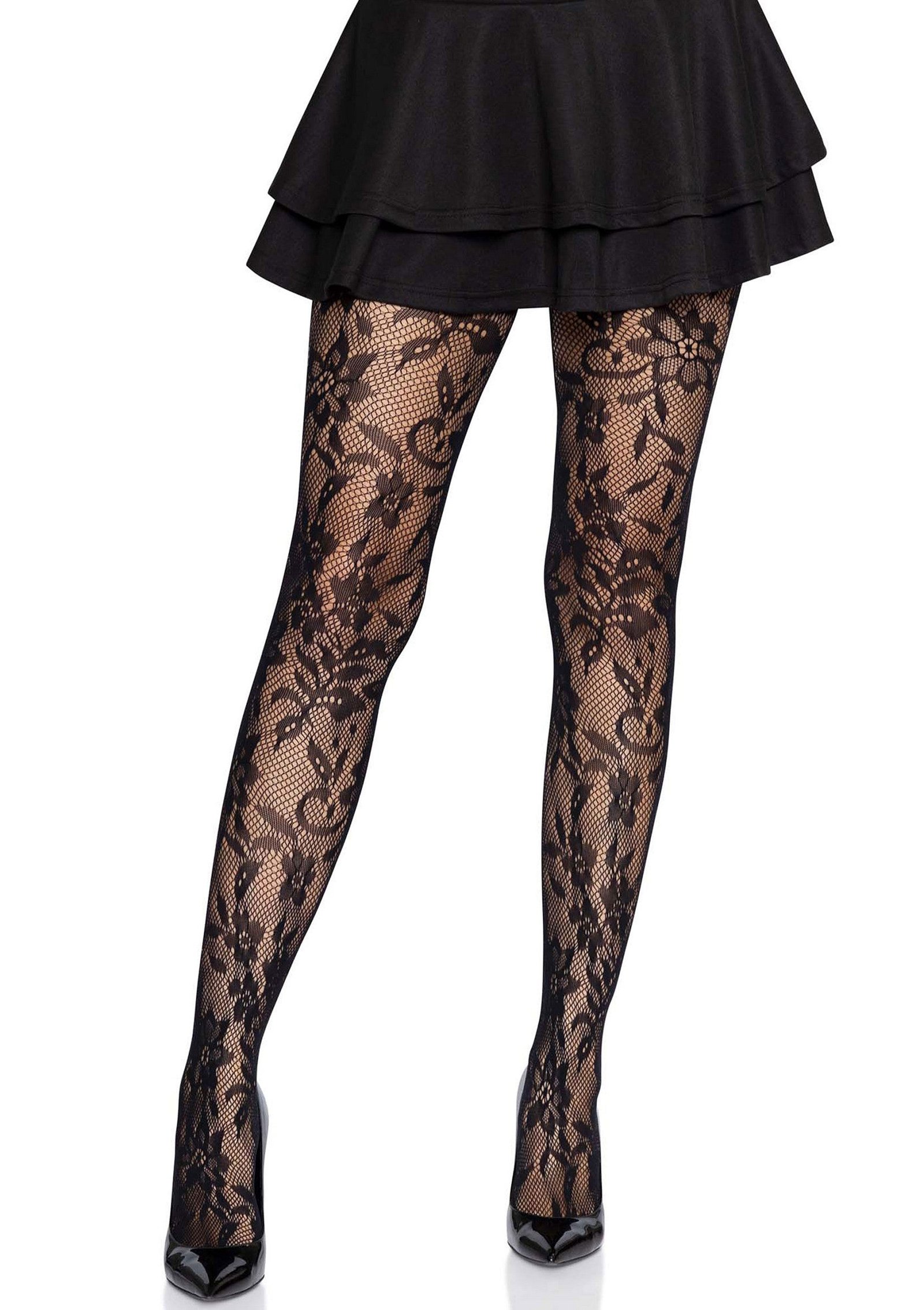 Seamless Floral Lace Pantyhose 1