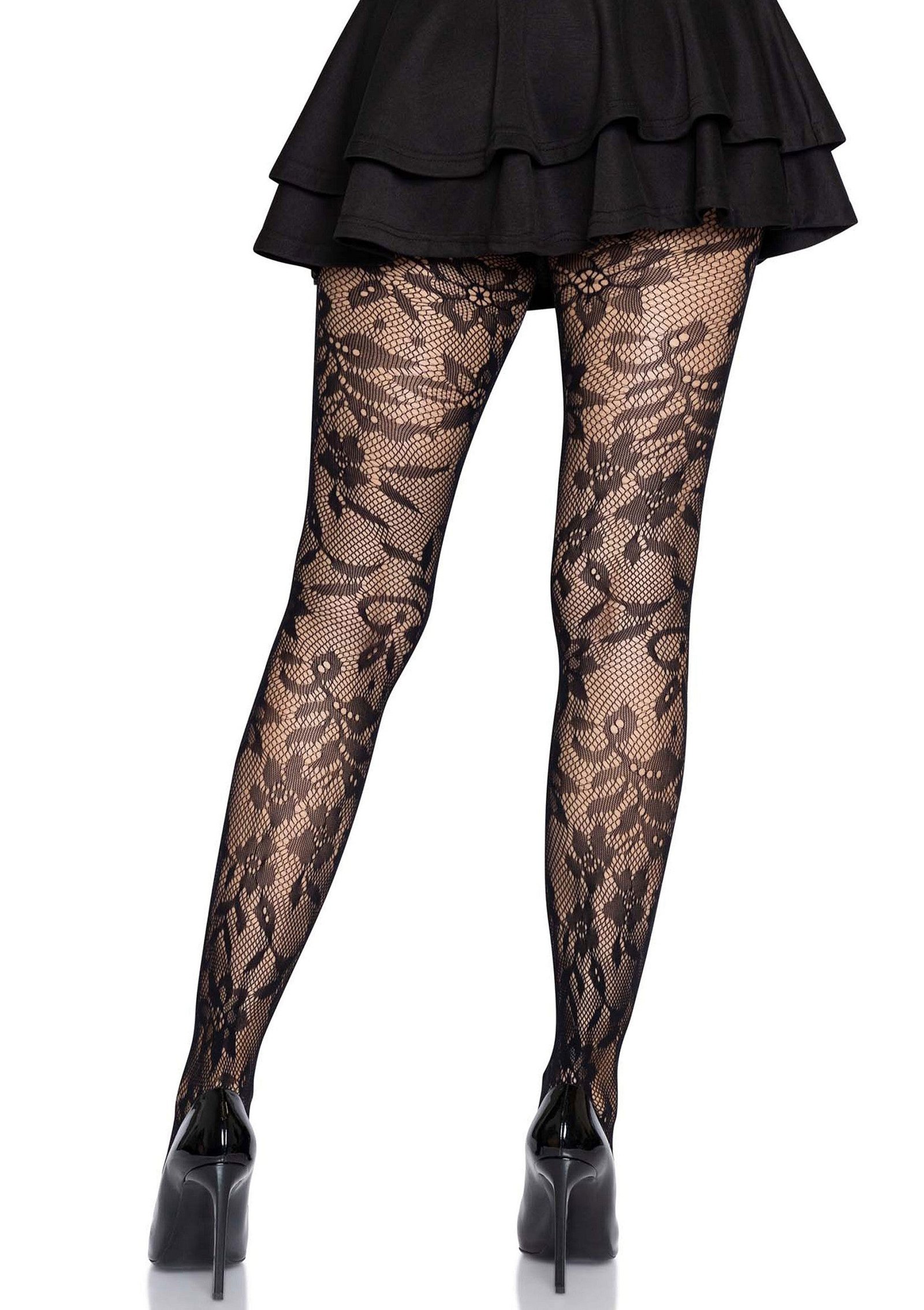 Seamless Floral Lace Pantyhose 2