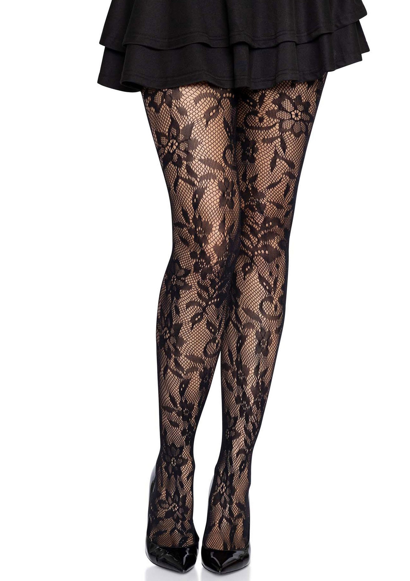 Seamless Floral Lace Pantyhose 3
