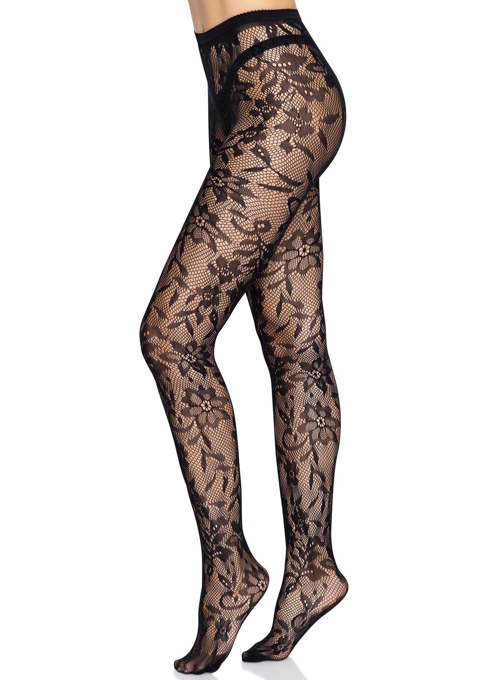 Seamless Floral Lace Pantyhose 4