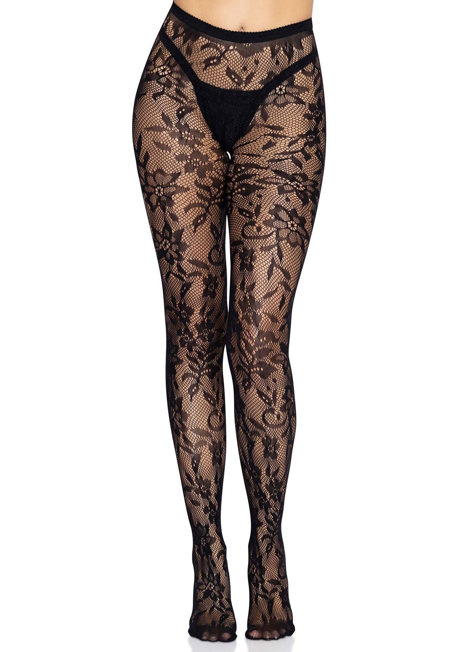 Seamless Floral Lace Pantyhose 5