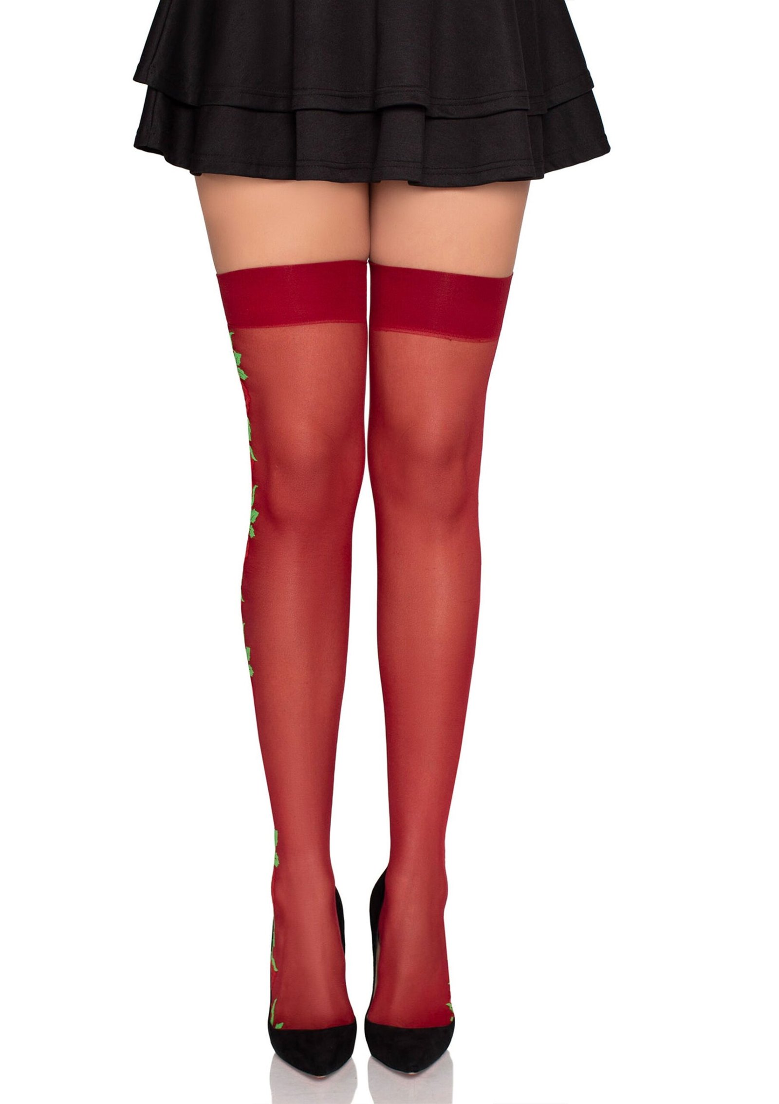 Spandex Thigh Highs with Roses 4