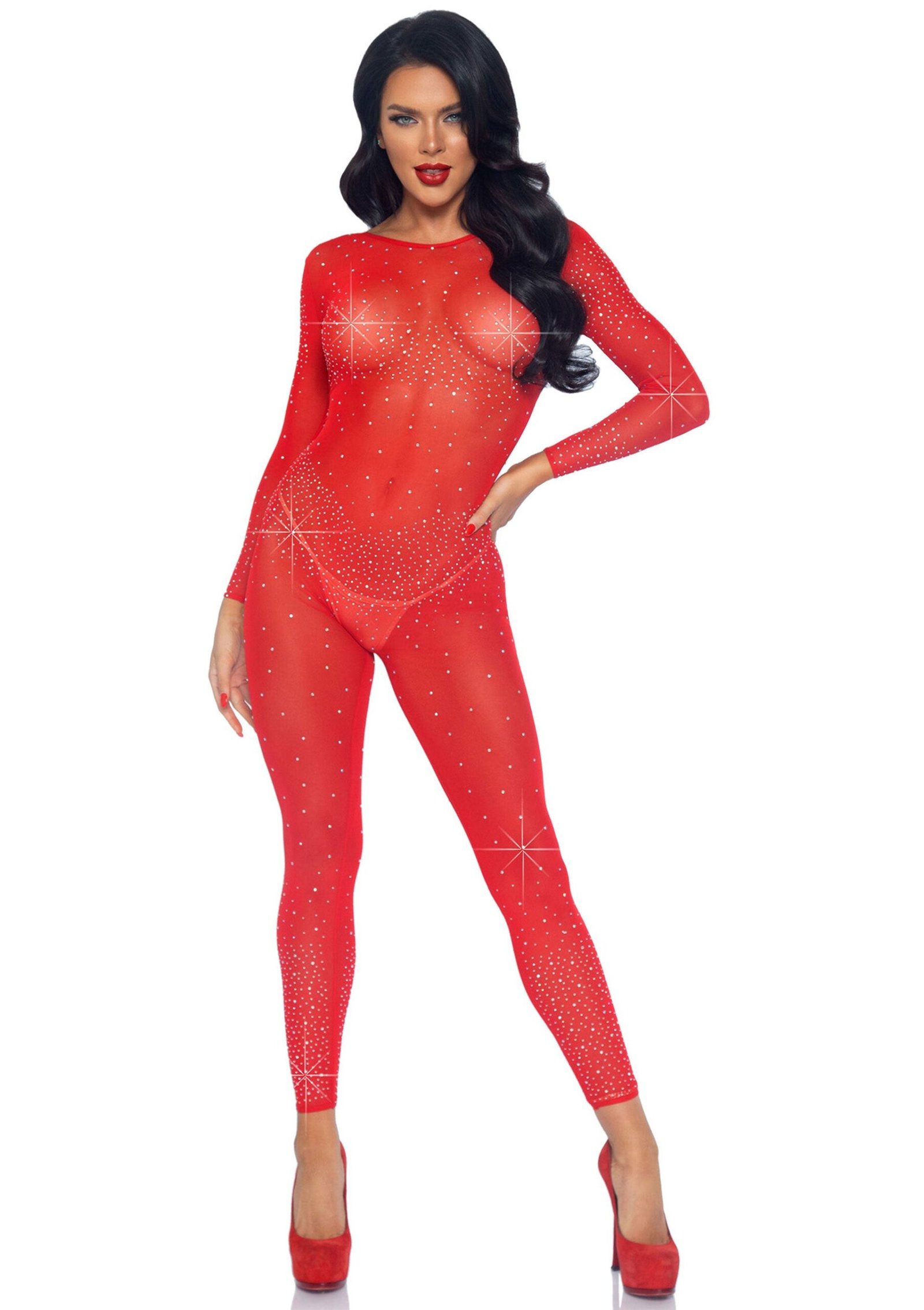 Sheer Rhinestone Catsuit 2