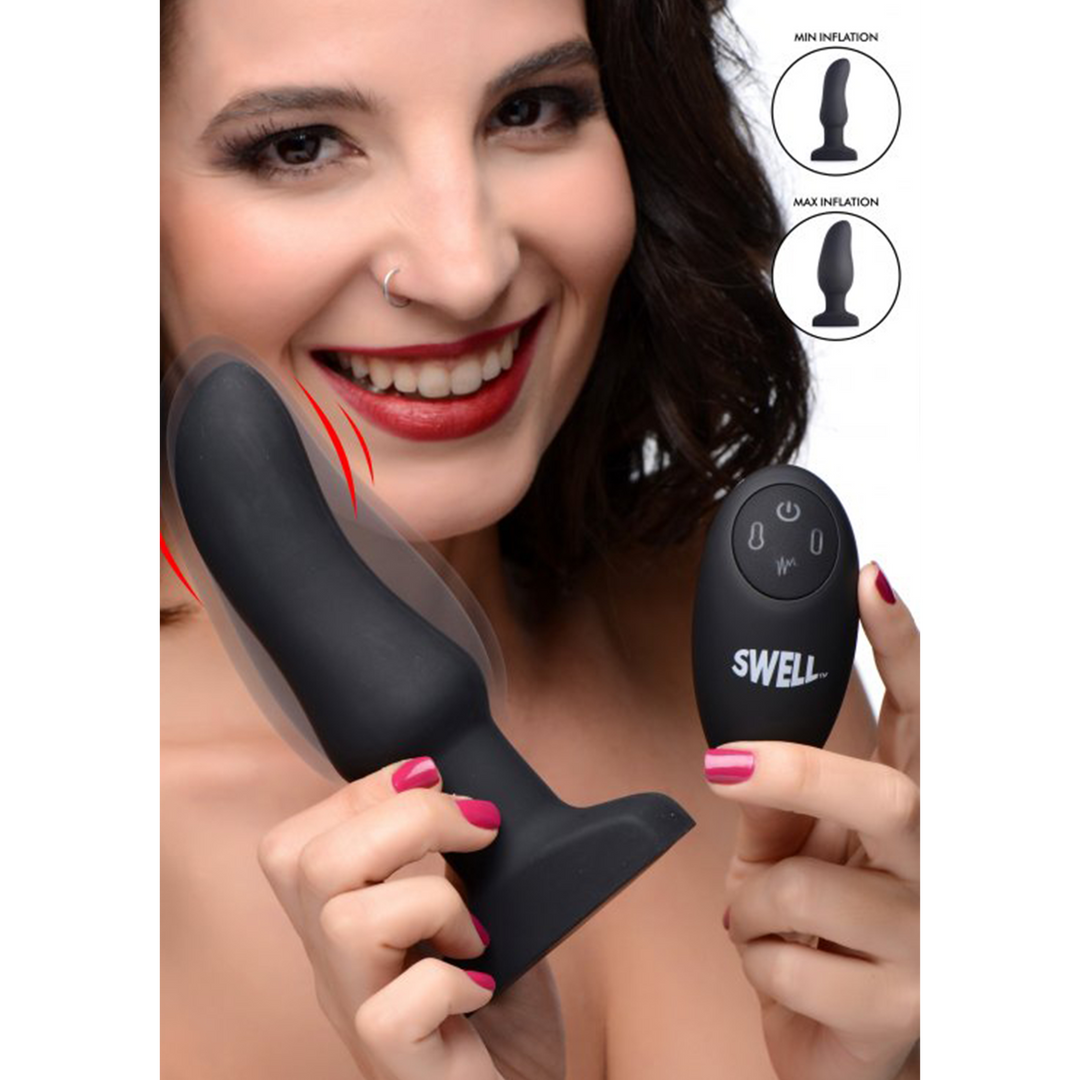 Inflatable Curved Vibrating Silicone Butt Plug 4