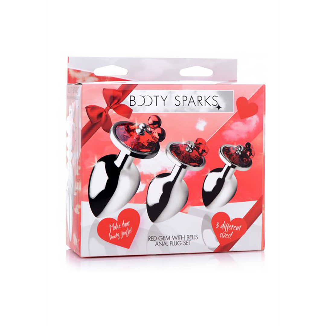 Red Gem - Butt Plug Set with Bells 2