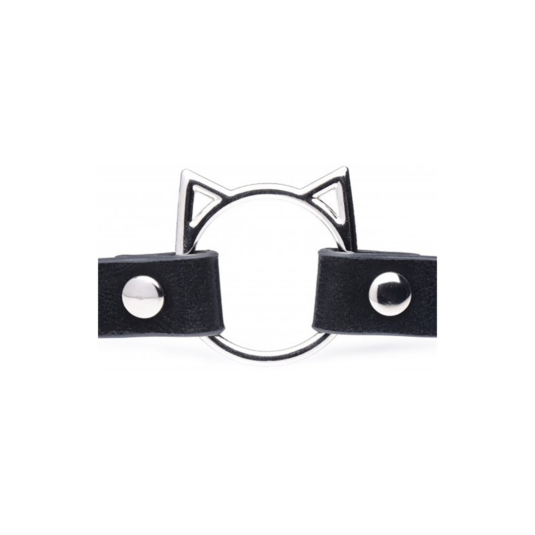 Kinky Kitty Ring Slim Choker - PU Leather - Black 5