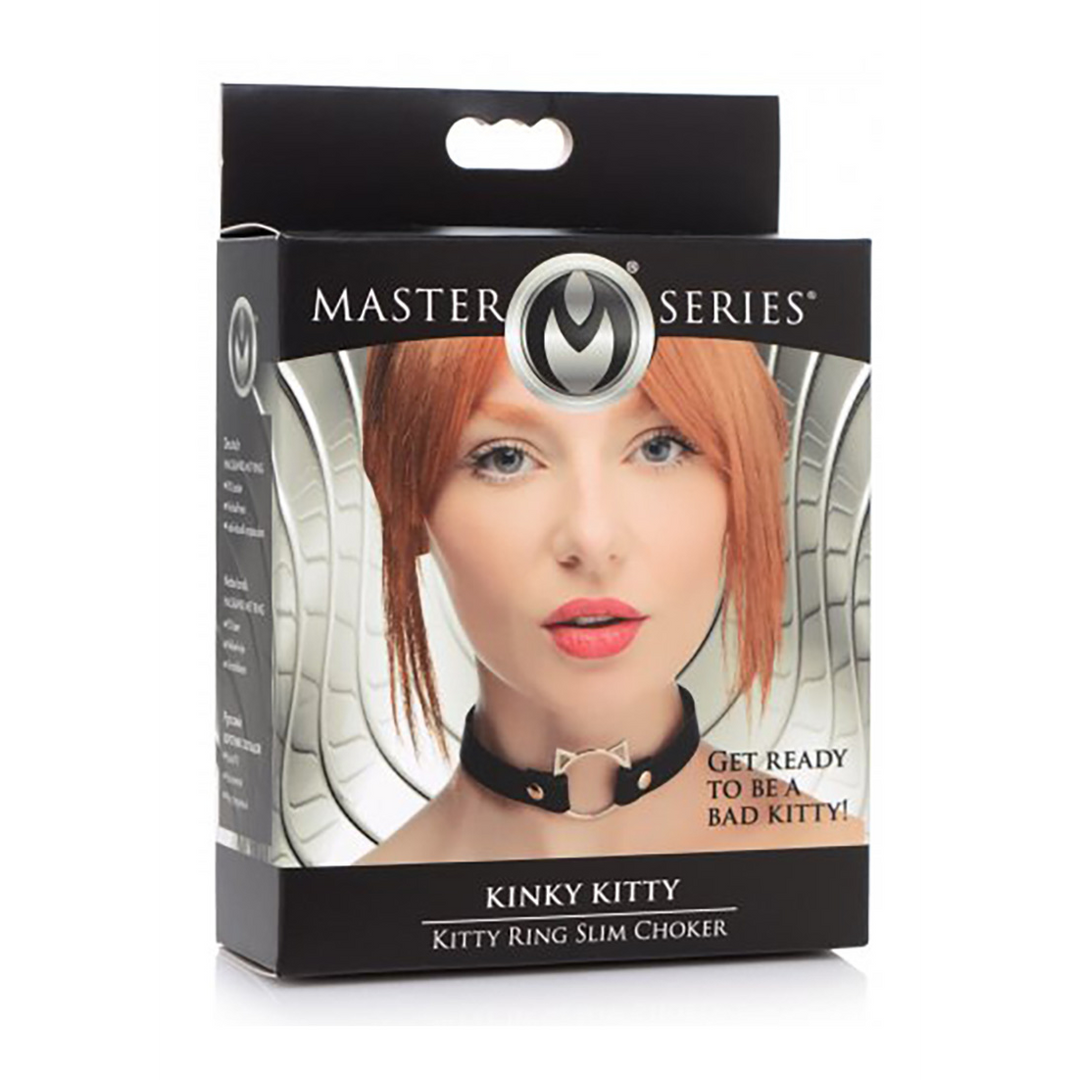 Kinky Kitty Ring Slim Choker - PU Leather - Black 2