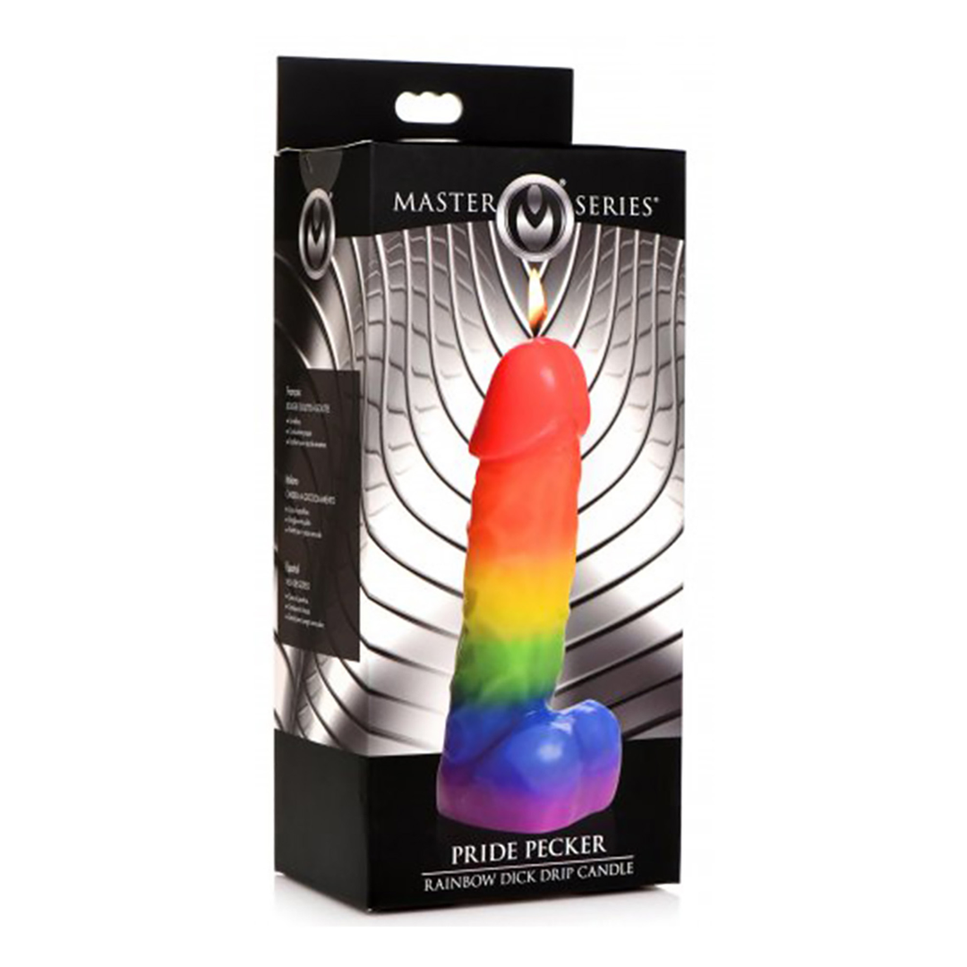 Pride Pecker - Rainbow Drip Candle 2