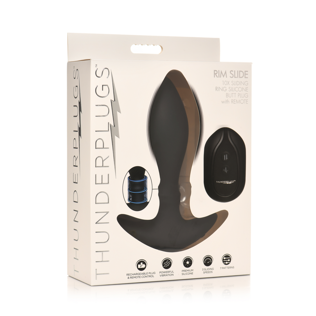 Rim Slide - Sliding Ring Silicone Butt Plug - Black 2
