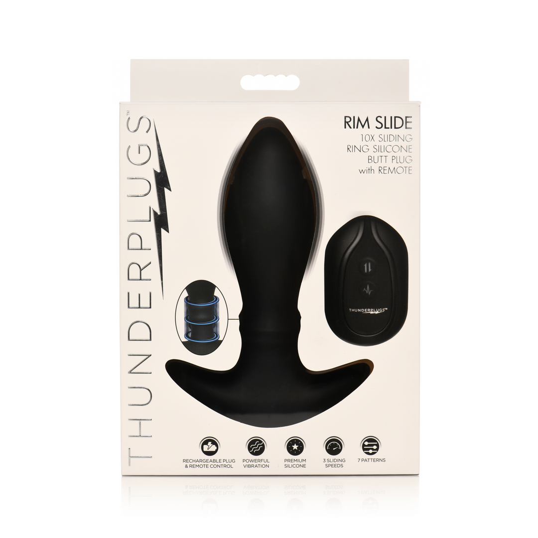 Rim Slide - Sliding Ring Silicone Butt Plug - Black 3
