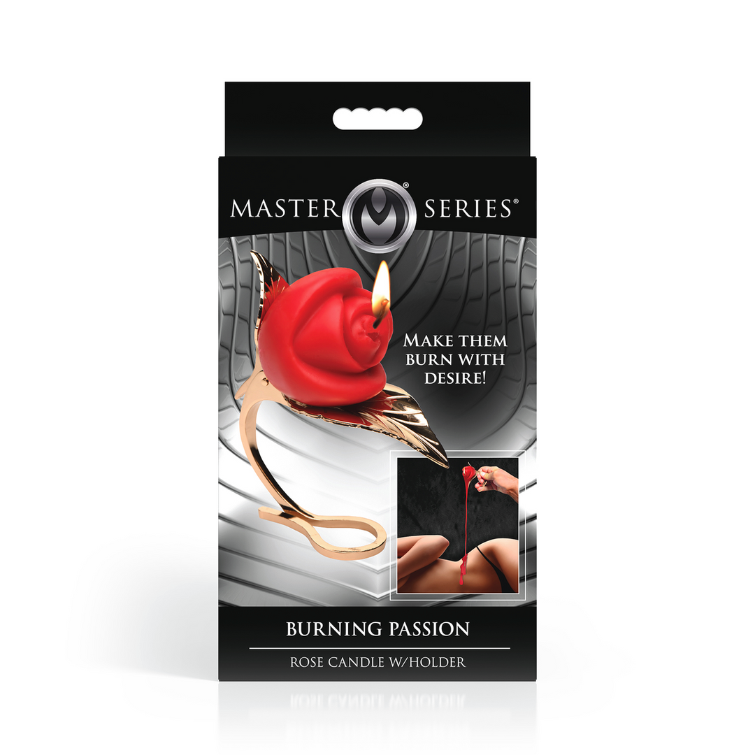 Burning Passion - Rose Candle with Holder - Red/Golden 3