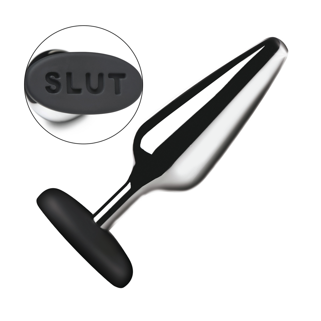 Butt Slut - Metal and Silicone Butt Plug - Silver 6